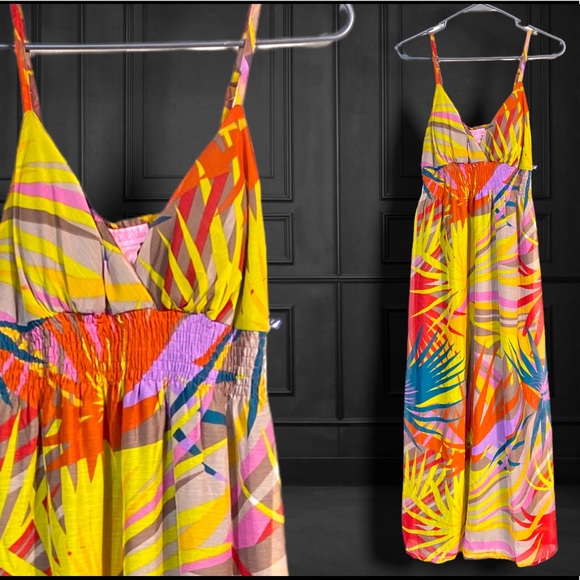 She's Cool womens maxi dress halter neck adj straps shirred waist fully lined L - Picture 1 of 5